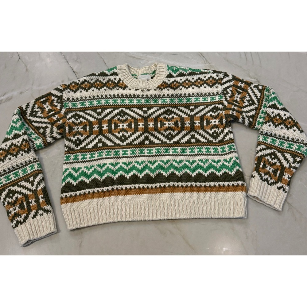 Basin + Range Women Size XS Fair Isle Cotton Knit Sweater Geometric Crewneck